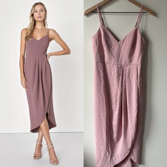 Lulus Reinette Mauve Purple Midi Dress Sz S - Picture 1 of 11
